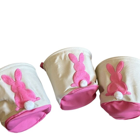 Bunny Butt Basket By Five Below Easter Baskets-3 Piece Set-Pink-New - Picture 1 of 6